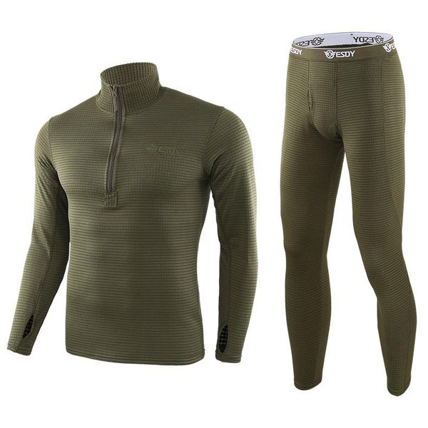 

men's tracksuits winter thermal underwear set compression fleece sweat training, Gray
