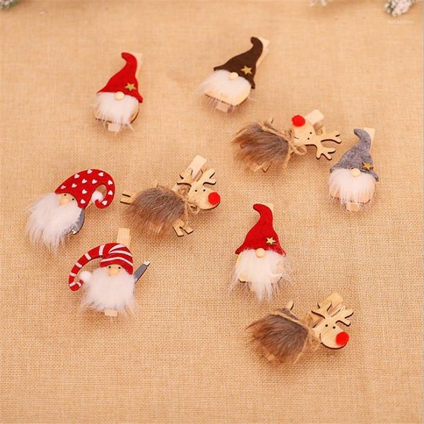 

christmas decorations 3pcs/pack creative elk wooden clip for home 2022 navidad faceless old man po year