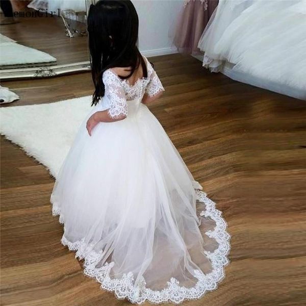

girl's dresses stunning first communion for girls off shoulder lace half sleeves tulle pageant, Red;yellow