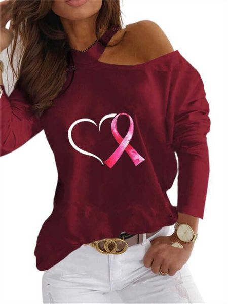 

off autumn shoulder long sleeve digital printing round neck t-shirt for women, White