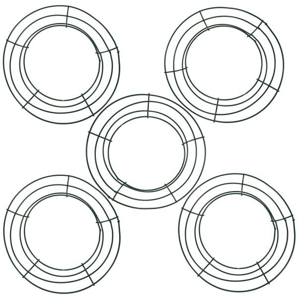 

decorative flowers & wreaths 5pcs wreath frame green round wire making ring christmas accessory