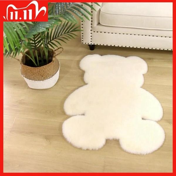 

cartoon bear carpet fluffy hairy fur children kids room plush artificial wool mat chair cushion carpets