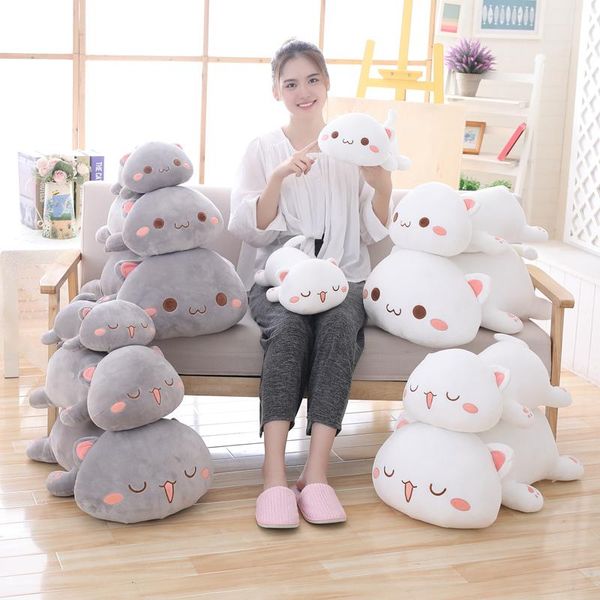 

35-65 kawaii lying cat plush toys stuffed cute doll lovely animal pillow soft cartoon for children girls christmas gift cushion/decorative