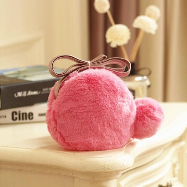 

purse girls coin bag money shoulder faux fur small card holder key, White