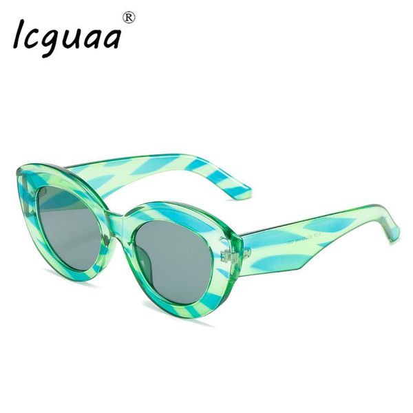 

sunglasses fashion cat eye oversized green leopard stripe wear glasses for outdoor óculos de sol masculino, White;black