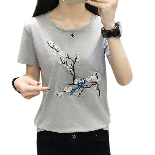 

plus size white summer womens cotton embroidery tee femme mujer poleras