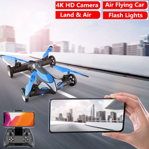 

land & air 2-in-1 4k hd camera wifi fpv rc flying car drone with camera 2.4g fly drive dual mode drones phone control toys gifts