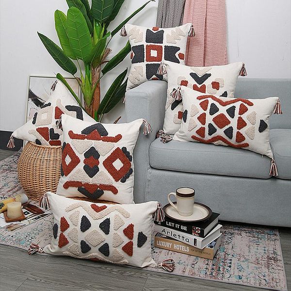 

cushion/decorative pillow vintage white modern office nap tufted throw moroccan sofa bed pillowcase seat retro geometry cushion cover