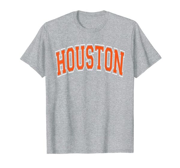 

houston varsity style orange text t-shirt, White;black