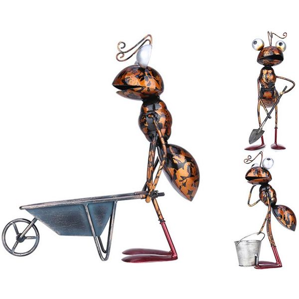 

ant garden decor iron decoration outdoor with removable bucket succulent flower pot trinket storage decorative objects & figurines