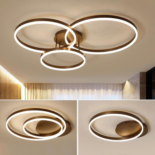 

chandeliers creative rings led chandelier ceiling for living room lights bed ledlamp brown modern lighting fixtures