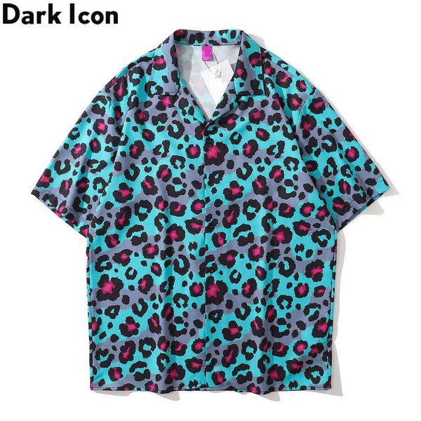 Leopard Hawaiian Shirt Männer Sommer Urlaub Shirts für Männer Oversize männer Hemd Männlich Top 210603