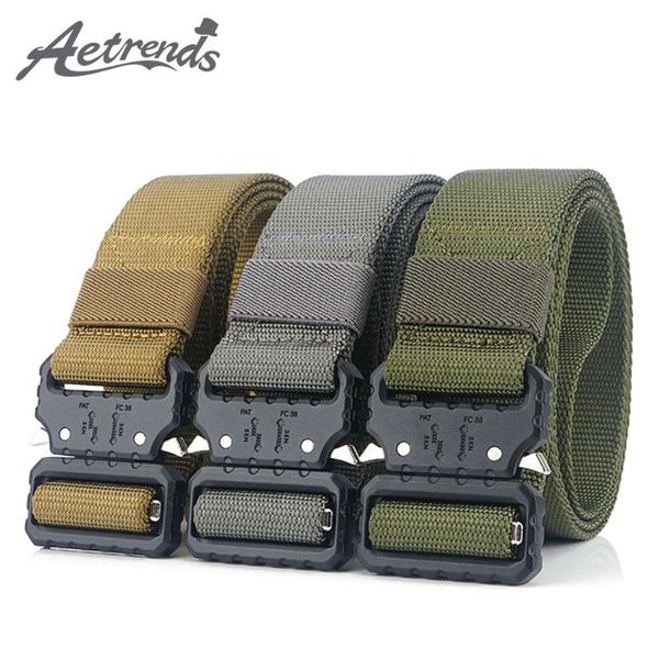 

belts [aetrends] tactical military webbing nylon belt for men,quick-release heavy duty web men in metal buckle d-0184, Black;brown