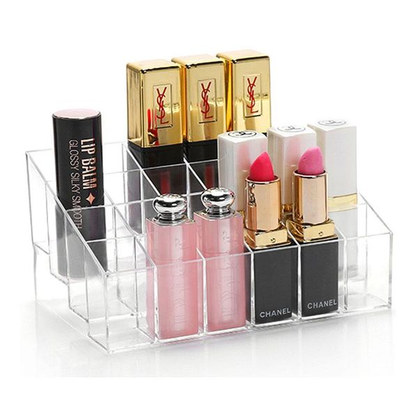 

bathroom storage & organization yicleaner 24 grids display stand acrylic makeup organizer box lipstick holder nail drill polish cosmetic