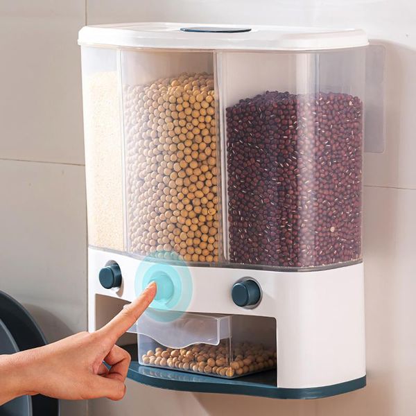 

household rice bucket moistureproof and insectproof multifunction compartment storage box grains tank measurement modern bottles & jars