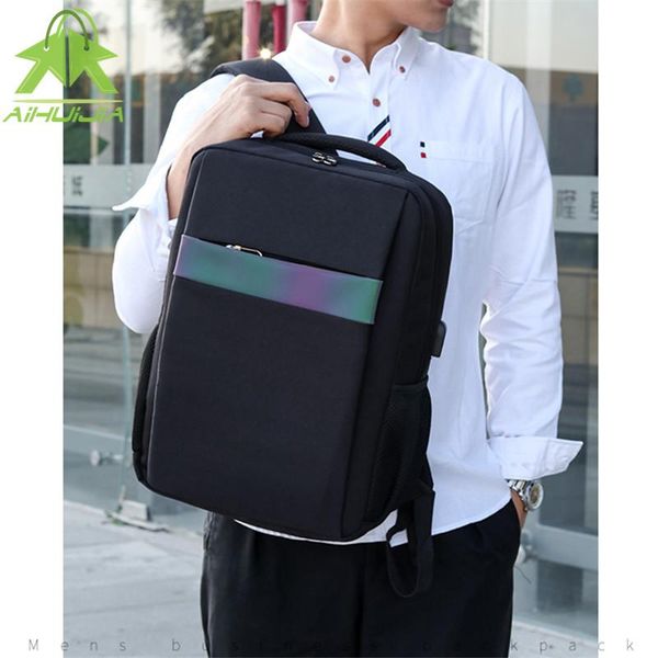 

backpack lapusb fashion men's travel with laser reflective strips waterproof anti theft male leisure