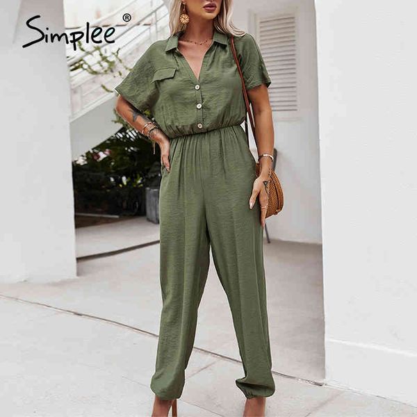

causel long sheelve high waist women summer soild color loose overalls office lady spring cuff shirt jumpsuit 210414, Black;white