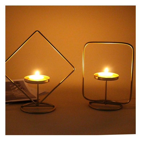 

nordic style geometric candlestick wrought iron candle holders home decoration metal crafts small tealight ornaments