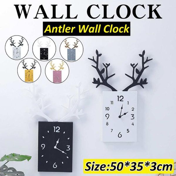 

wall clocks simple wooden antler clock roman numerals watch decor home living room bedroom office 50 x 35cm