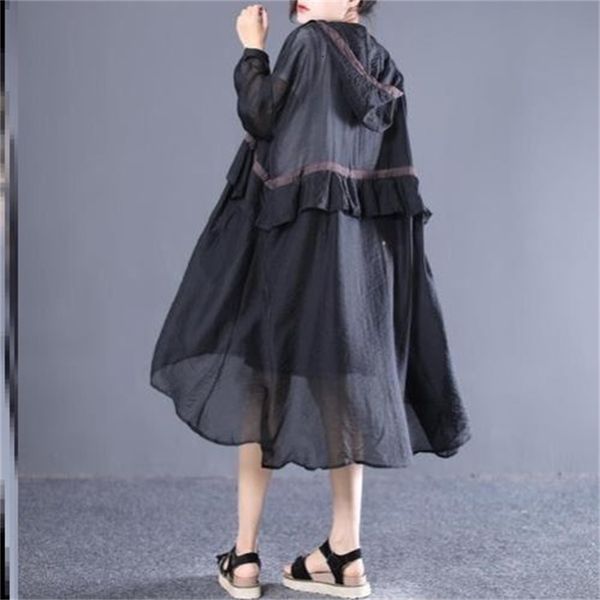 

wool Large female size cardigan 2021 super great slimming age reduction plied seam with hood sunscreen jacket fine, Black