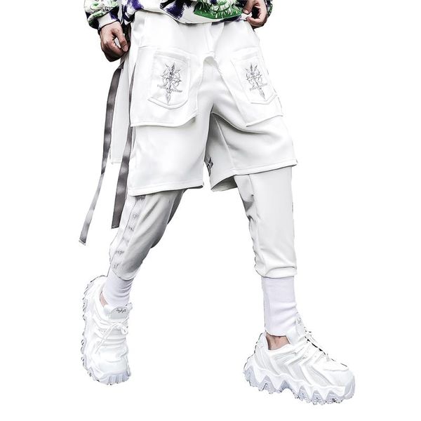 

men's pants men hip hop joggers elastic waist japanese streetwear harajuku, Black