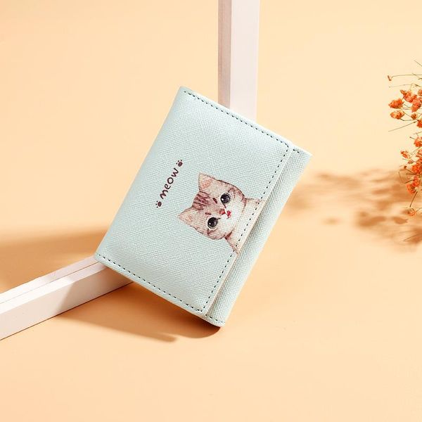 

wallets multi card small wallet fresh lovely cat short pu for women, Red;black