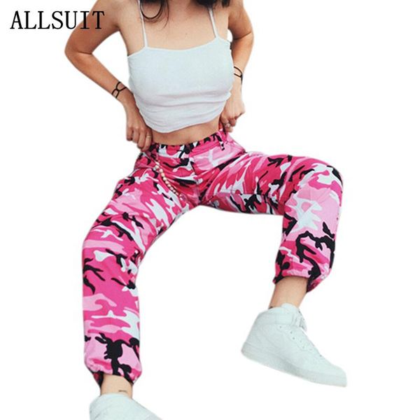 

women's pants & capris allsuit female plus size camouflage women loose trousers casual full womens pantalon femme high waist, Black;white
