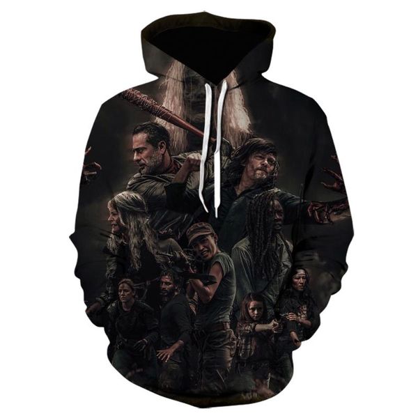 

men's hoodies & sweatshirts 2021 the 3d print hooded horror tv drama pullover men women casual streetwear, Black