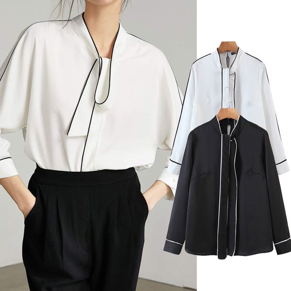 

legging female fashion shreds bowknot sleeves long chiffon shirt loose, Black