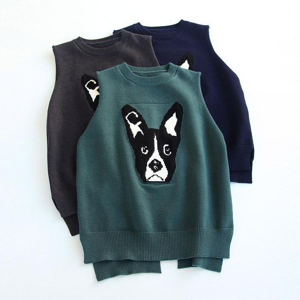 

women's sweaters female pullover japanese style cartoon pattern sweater sleeveless knitted vest spring autumn outwear, White;black