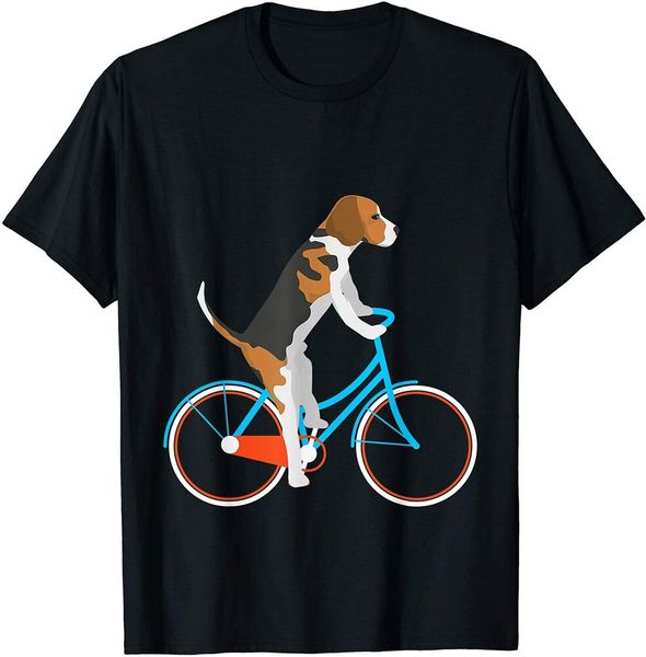 

funny biking bicycling beagle dog on bicycle t-shirt size s-5xl, White;black
