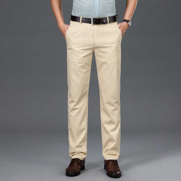 

spring men's casual pants tencel trousers loose straight summer busins middle aged spring and autumn long, Black
