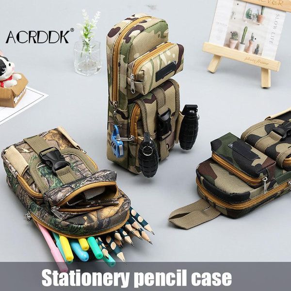 

pencil bags camo long slim case big capacity pen holder for boys kids cool zipper organizer large storage school stationery fl