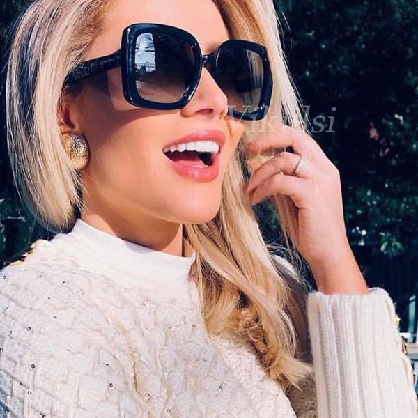 

sunglasses 2021 luxury oversized square women retro italy brand designer crystal frame sun glasses for female exquisite oculos, White;black