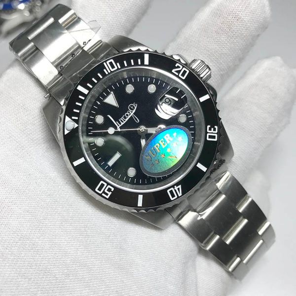 

black watch sub men sweeping movement automatic watches glide lock clasp ceramics bezel sapphire glass wristwatches, Slivery;brown