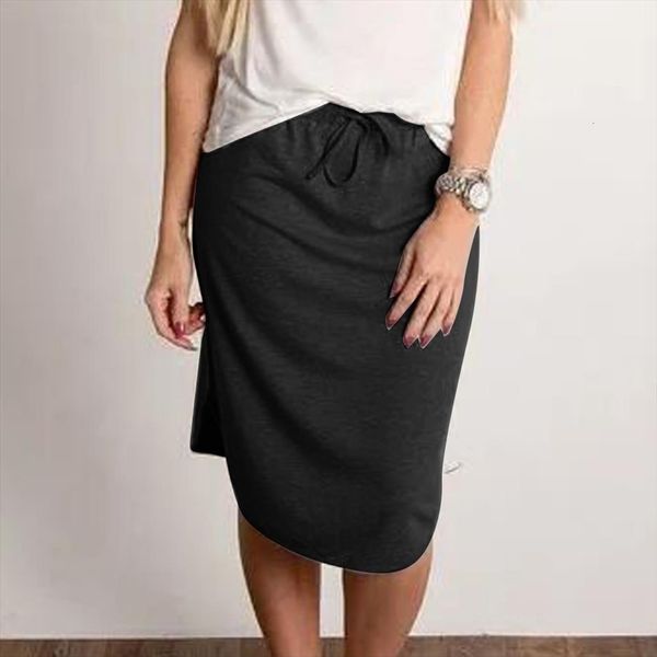 

long fashion high waist womens skirt pure color summer elastic short harajuku streetwear a line female, Black