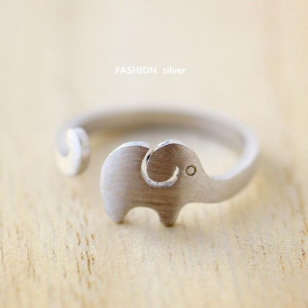 Обручальные кольца 925 стерлингового серебра Мода Ювелирные Изделия Регулируемая кольцевая проволока Рисование слона животное отверстие для женщин