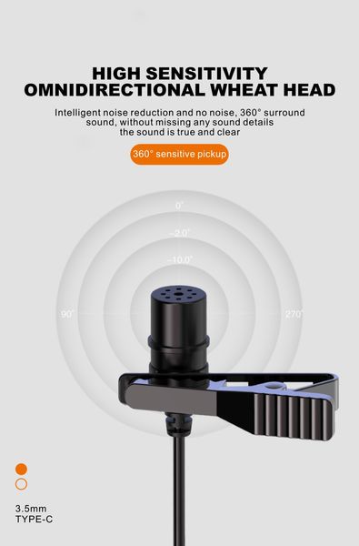 3,5 мм Lavalier Lapel Omniderectional Condenser Microphone для телефона Android смартфоны