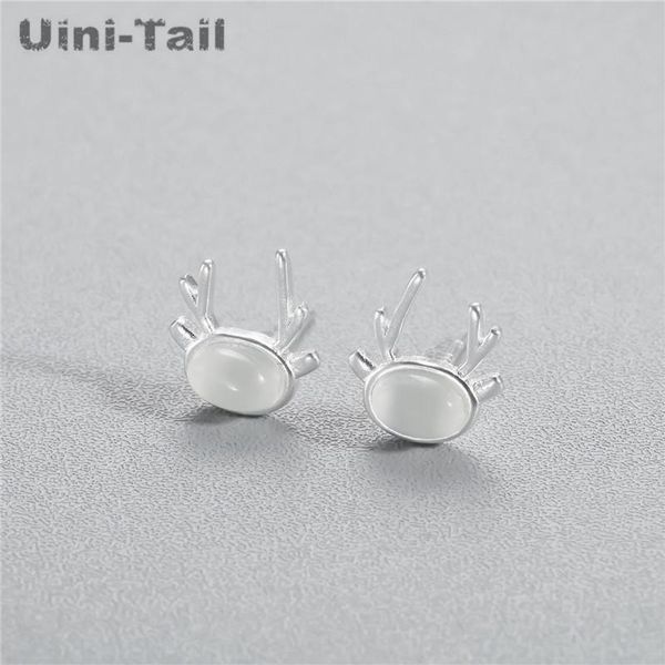 

stud uini-tail 925 sterling silver deer antler cat's eye earrings female temperament fashion trend personality, Golden;silver