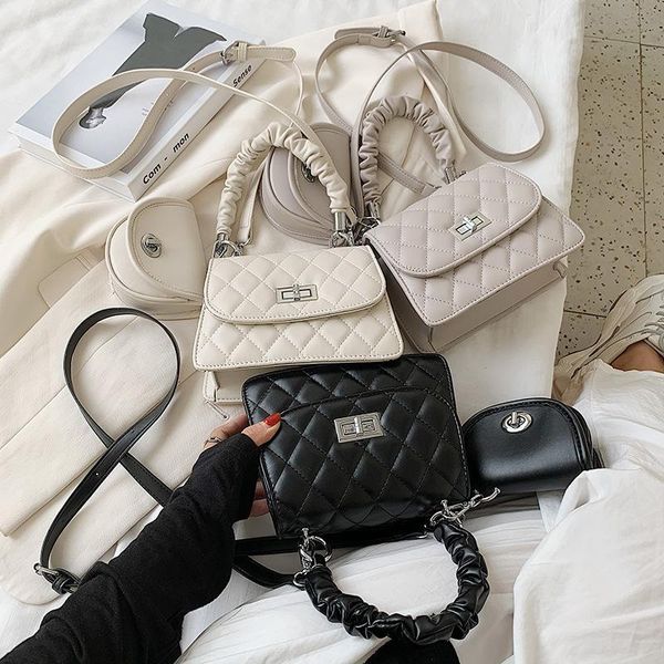 

evening bags 2021 simple women solid color shoulder handbags pu leather flap crossbody brief women's casual messenger