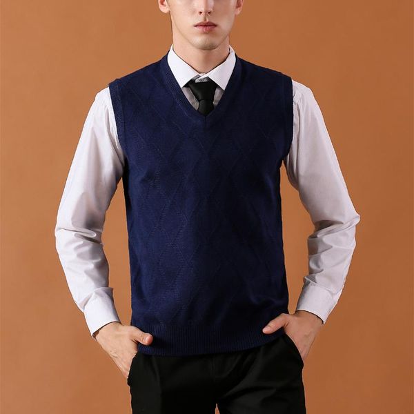 

fashion men's vest winter men sleeveless sweater casual knitted v-neck brand clothing asian size 3xl vests, Black;white
