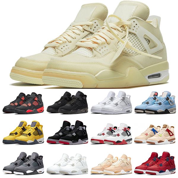 

men basketball shoes 4 4s red thunder black cat sail lightning university blue white oreo cactus jack pure money cool grey mens trainer spor