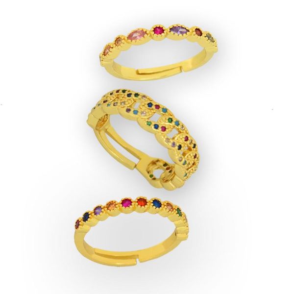 

colorful cz crystal stone rings for teen girls cute romantic women jewelry engagement gift anillos gold color open ring wedding, Slivery;golden