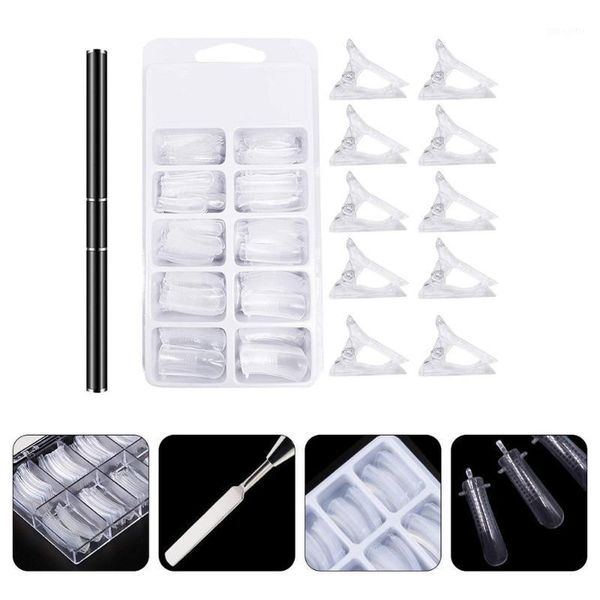 

set nails molds nail art extension tips clips dual-end brush1