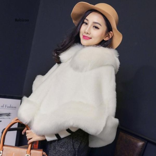

women's fur & faux natural mink coat winter fashion with collar female shawl warm elegant, Black