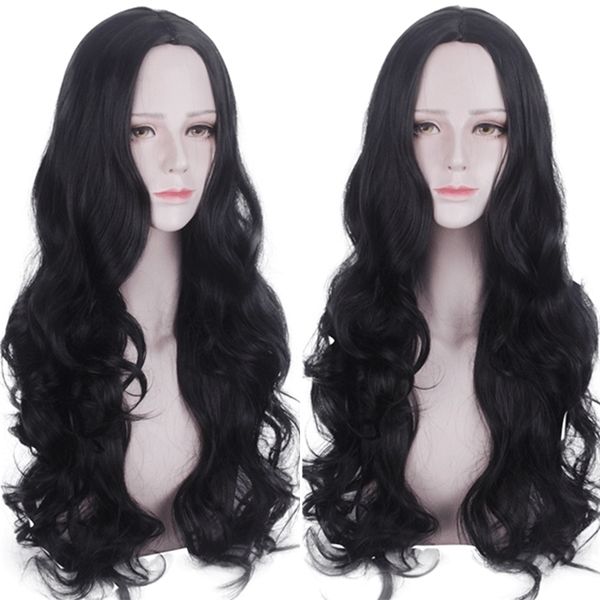 

fashion zhu wig shengda middle parting bangs long curly hair big wave black women's headgear