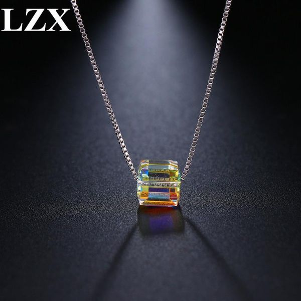 

pendant necklaces lzx silver color pendants neckalces 100% 8*8*8mm cube austria crystal statement choker necklace for women fashion party je