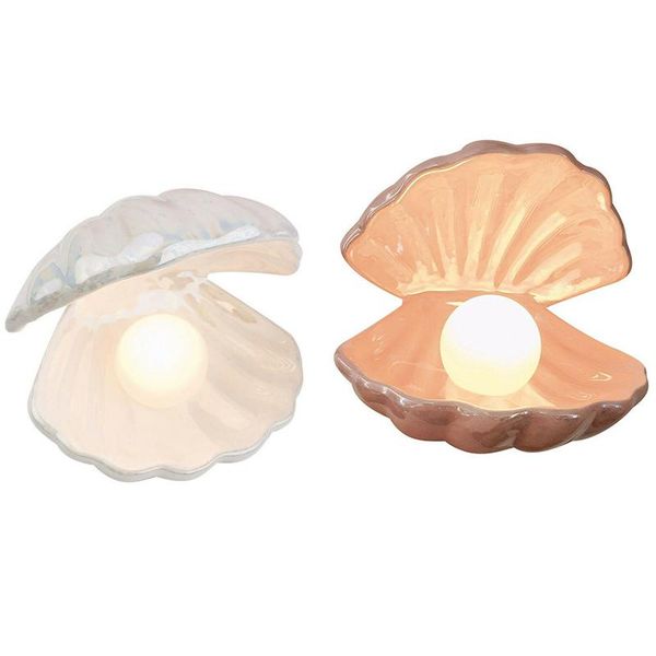 

night lights shell pearl light ceramics deskornament bedside lamp home decor