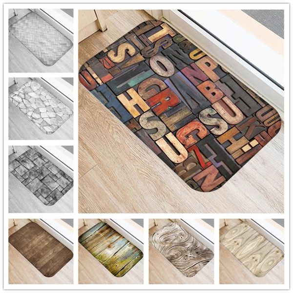 

nordic kitchen mat bedroom entrance doormat home hallway floor decoration living room carpet wood grain bathroom anti-slip rug carpets