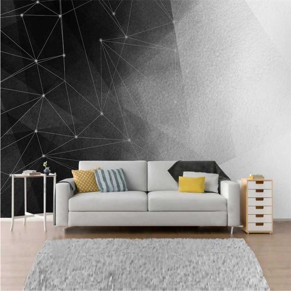 

custom mural wallpaper modern minimalist black and white abstract geometric line sofa background wall painting wallpapers